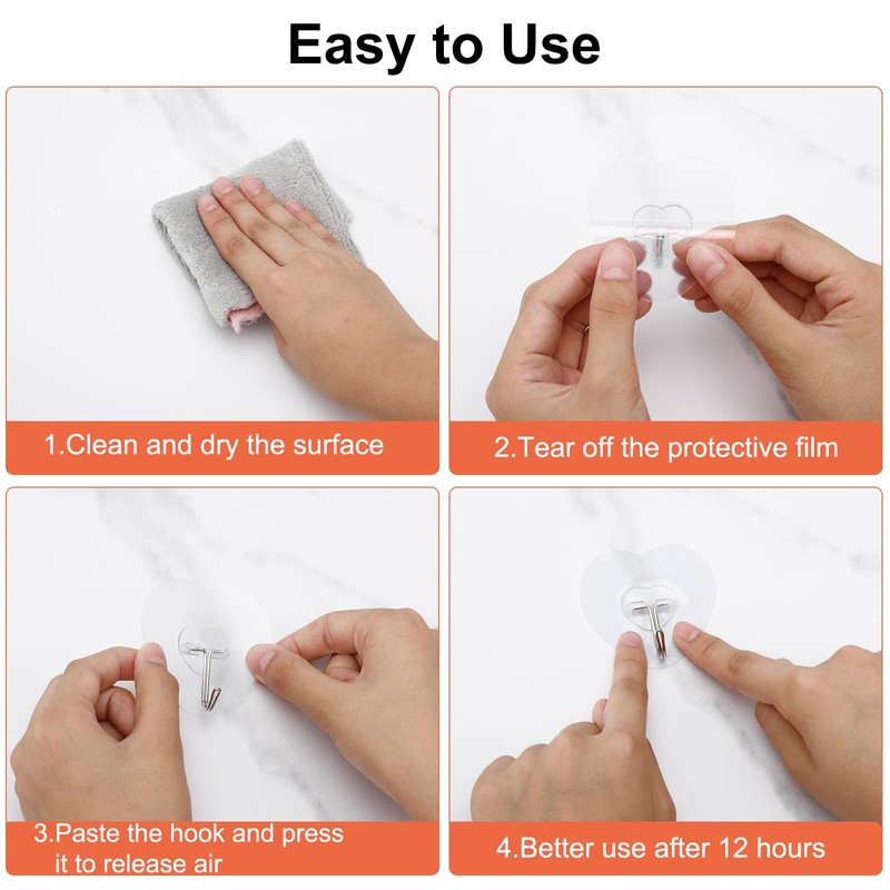 Adove Adhesive Hooks for Hanging, 24 Pack Heavy Duty Wall