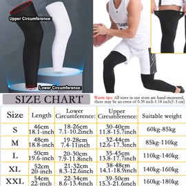 smilixin 2 Pairs Leg Sleeves,Full Leg Compression Sleeve for Men Women,Long Knee Sleeve with Anti-slip Silicone Strips (L)