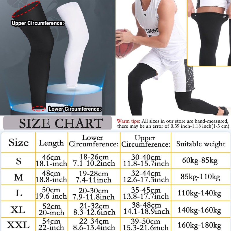 smilixin 2 Pairs Leg Sleeves,Full Leg Compression Sleeve for Men
