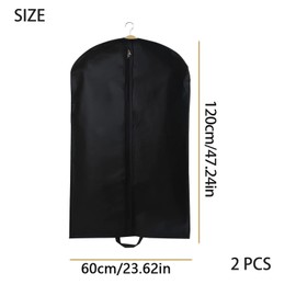 Garment Bag, Pack of 2 Suit Protective Covers, Dustproof Garment Bags, High-Quality Suit Transport Bag, Breathable Suit Bag for Suit Jackets and Dress Storage, Clothes Cover (60 x 100 cm)