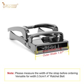 JASGOOD - Hebilla de carraca para hombre, hebilla de piel de repuesto, C-bright Black, Buckle only, for 1.38" strap