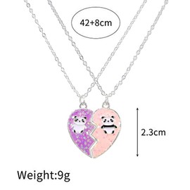 MenYiYDS 2 Stück BFF Halsketten Freundschaftskette magnetisch Panda Schmuck Anhänger Beste Freunde Mädchen Halskette für Mädchen Geburtstagsgeschenke Anhänger Kette Geschenke (Pink und lila)