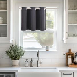 ChrisDowa Blackout Curtains 36 Inches Long for Living Room, Grommet Thermal Insulated Room Darkening Curtains for Bedroom (1 Panel Set, Dark Grey,42W x 36L)