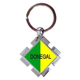 DONEGAL Irish County Ireland Green & Yellow Luxury Jigsaw Shaped Metal Keyring In A Gift Box