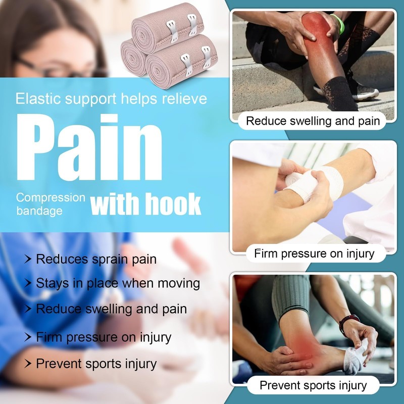 Elastic Bandage Wrap, 2 Pcs Compression Elastic Bandage, Elastic Sport