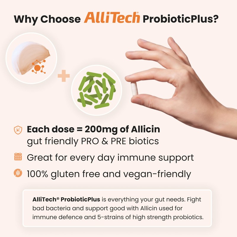 AlliTech ProbioticPlus | 60 Capsules | 200mg Pure Allicin with