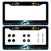 Wolf License Plate Frame Wolf Pack Moon Ferocious Animal License