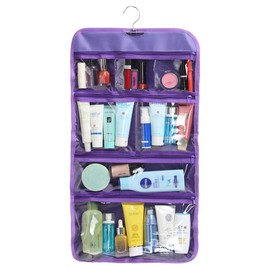 WODISON Foldable Clear Hanging Travel Toiletry Bag Cosmetic Organizer Storage Purple