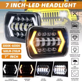 Unbranded 2Pcs 5x7" 7x6" LED Headlights With DRL For Toyota 1982-1995 Pickup / For 4Runner