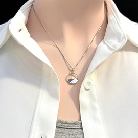 Sterling Silver Mountain Range and Bronze Sun Necklace, Mountain Necklace for Women, Travel Necklace, Outdoors Necklace (20 inches + 2-inch extender)