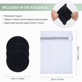 Sinland Microfiber Makeup Remover Pads Reusable Soft Facial and Skin Care Wash Cloth Puff (Black x 14 PCS, Black)