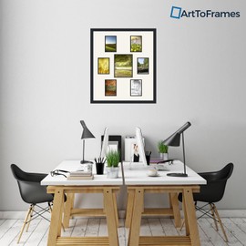 ArtToFrames Collage Photo Frame Double Mat with 1-8x10 and 6-5x7 Openings and Satin Black Frame