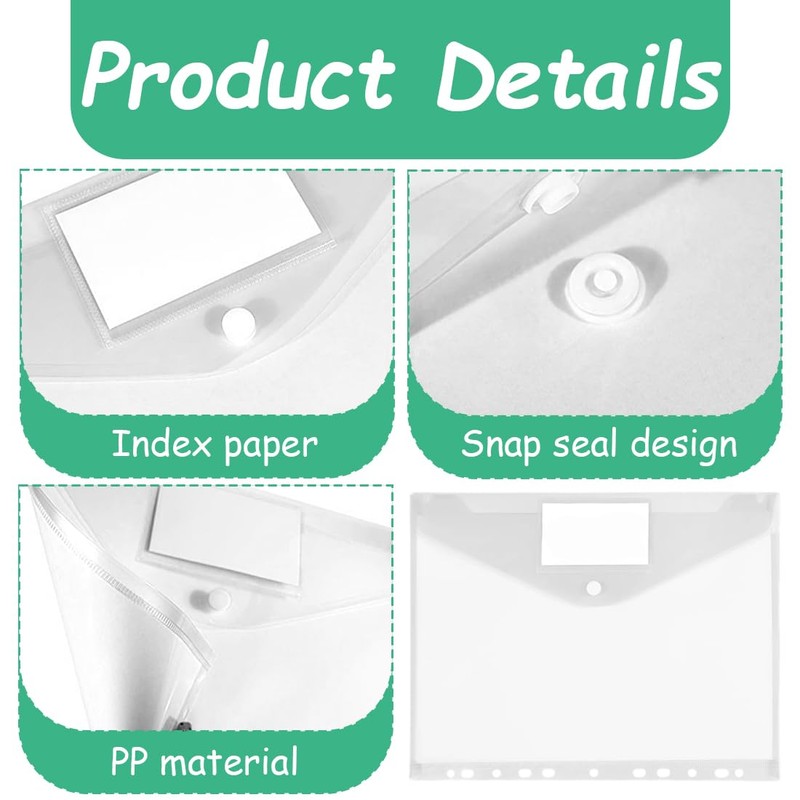 Pack of 12 A4 Document Folders, Document Wallets, Waterproof with