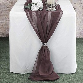 New Creations Fabric & Foam Inc, Chiffon Table Runner Extra Long, Wedding Runners, Holiday Table Runners, Long Table Runners, (Brown, 14" Wide x 180" Long)