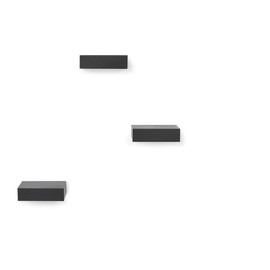Umbra 325560-040 Showcase Shelves Set Gallery Display, Floating Wall Shelf for Small Objects and More (Set of 3), Black