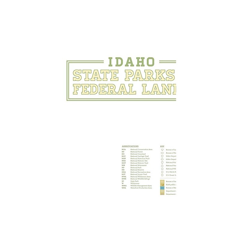 Idaho State Parks & Federal Lands Map 18x24 Poster (Sage