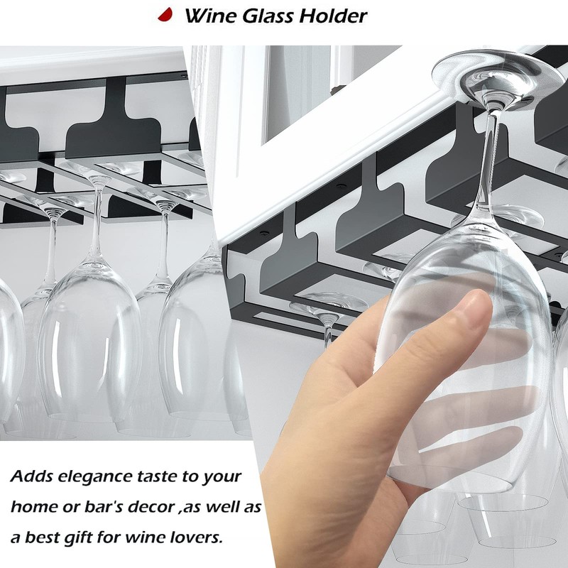 Jbikao Wine Glass Rack - Under Cabinet Stemware Wine Glass