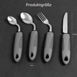 Easy Grip Cutlery Set, 4-Piece Adaptive Utensils, Parkinson Cutlery Right-Handed Ergonomic Senior Cutlery for Disabled People Parkinson's Patients Elderly Arthritis
