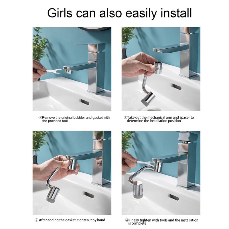 Faucet Extender 1080 Degree Rotary Spatter Proof Creating Oxygen Enriched