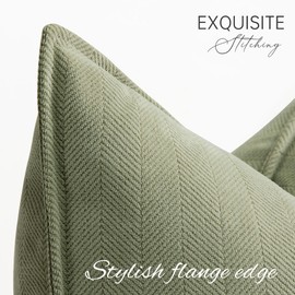 ZWJD Sage Green Pillow Covers 20x20 Set of 2 Chenille Throw Pillow Covers with Elegant Design Soft and Luxurious Decorative Pillows for Couch, Bed, and Home Decor