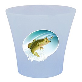 NEW! 3 Gallon Oval Shaped Wastebasket in a Blue Plastic Finish that Features Your Choice of a Novelty Theme Logo and a Free Trash Can Liner! (Bass Splash)