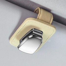 TNAIYH Car Sun Visor Sunglasses Holders, Magnetic Leather Metal Vehicle Eyeglasses Clip Mount Hanger, Automotive Interior Ticket Card Origanizer Accessories, Universal for SUV RV Truck (Beige)