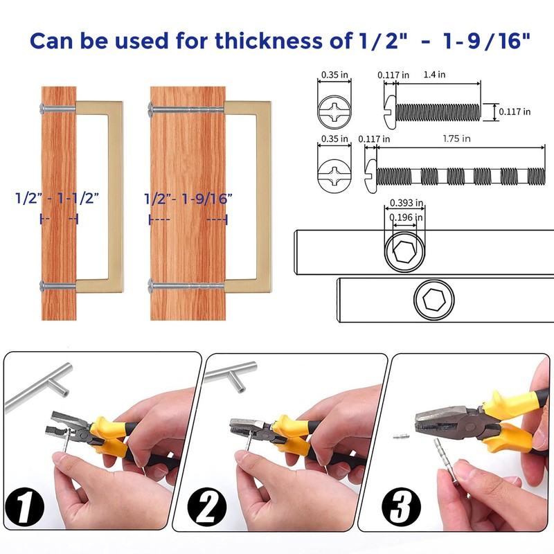Ravinte 20 Pack Solid 4 Inch Hole Center Slim Square
