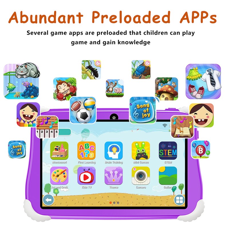 Kids Tablet 7-inch Android 10 4GB+64GB 1960*1080 High-Clear Screen Learning