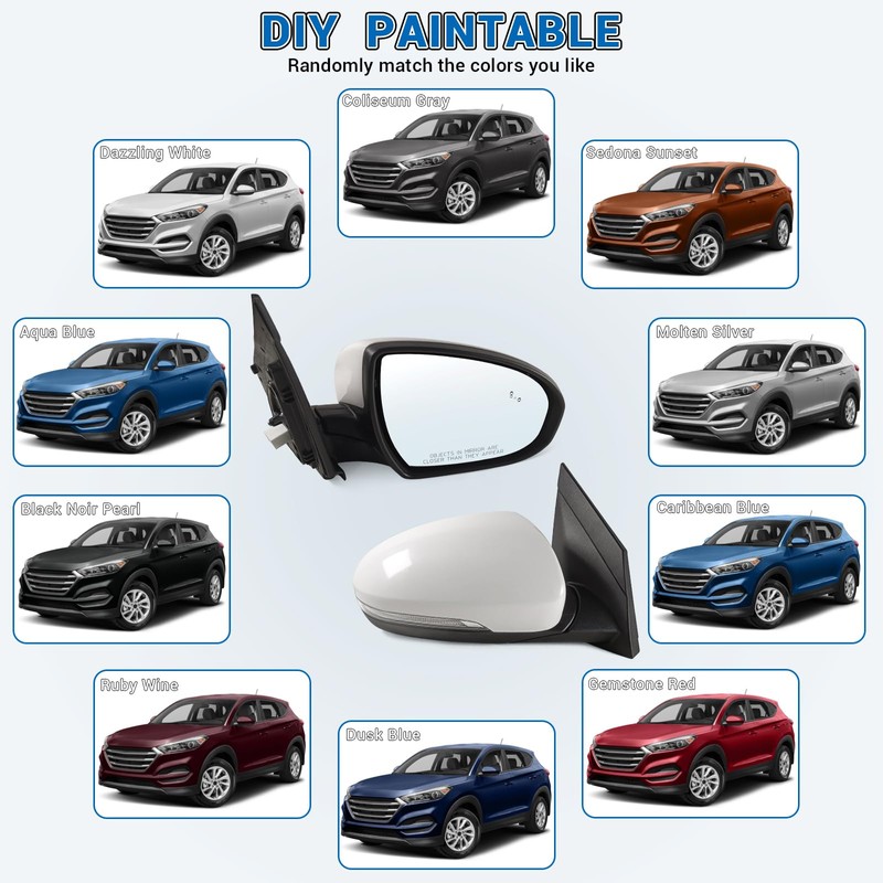 Right Passenger Side Mirror Assembly compatible with 2016 2017 2018