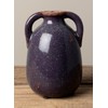 Decorative Stoneware Vase, Double Handles, Purple, 12 cm Height, Antique