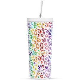 Meoky 24 oz Insulated Tumbler with Lid and Straw, Stainless Steel Vacuum Insulated Tumbler, Keeps Cold for 24 Hours, 100% Leak Proof, Fits in Car Cup Holder (Kiss)