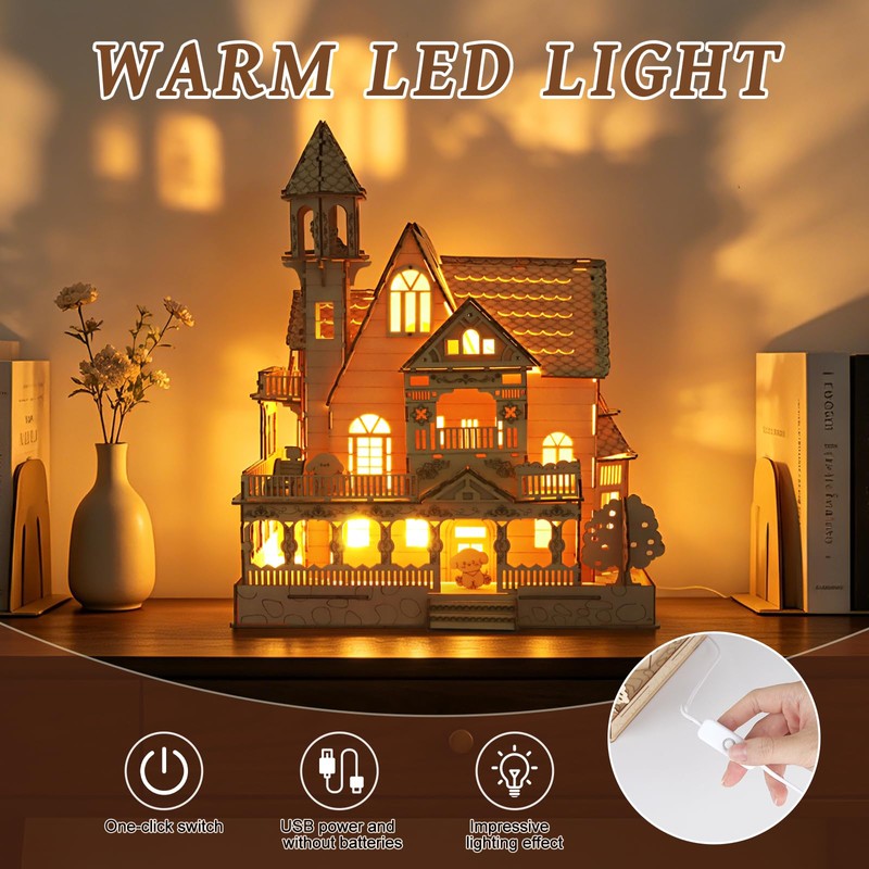 3D Wooden Puzzle for Adult, DIY Countryside Cottage Model Kit