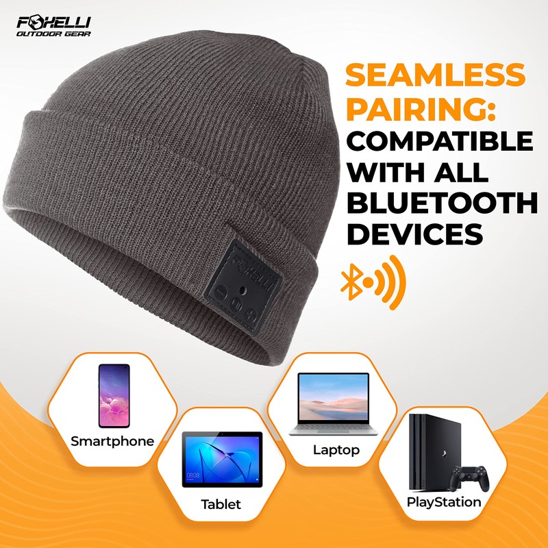 Foxelli Bluetooth Beanie Hat with Headphones Perfect Tech Gift for