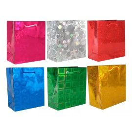 Lecurte 10 Bolsas Holograficas 21x18 Regalo Cumpleaños Ecologicas