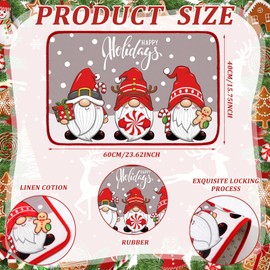 Drydiet 4 Pcs Christmas Gnome Doormats Christmas Rugs Merry Christmas Mats Home Kitchen Decoration Truck Christmas Ball Rugs Design for Outdoor Indoor Welcome Winter Funny Non Slip Rubber Mat (Gnome)