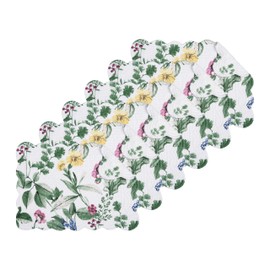 C&F Home Marcy Blooms Scalloped Rectangle Placemats Set of 6 Floral Design All Seasons Kitchen Dining Dinner Table Place Mat Decor Decoration S/6 13" x 19" Green