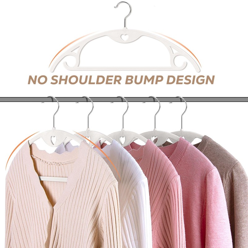 Plastic Hangers 50 Pack: No Shoulder Bumps Ultra Thin Clothes