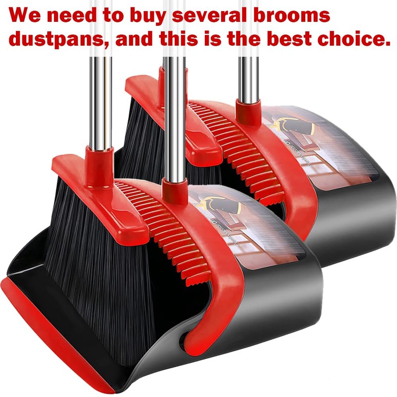 2-Pack is More economical,Brooms with Dustpan Combo Set， with 52"