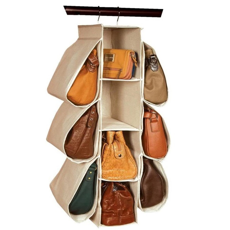 Hanging Purse Handbag Organizer Wardrobe Closet Dust Proof Shelf Rack