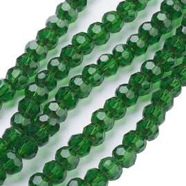 Glass Beads, Czech Bohemian Round Crystal Beads, 4 mm, CZ 90 Pieces, Faceted Glass Cut Beads for Threading (Dark Green)