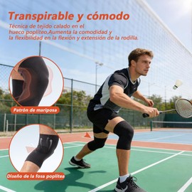 Rodillera Deportiva 2 Pcs, Rodilleras Gym de Compresión, Rodilleras Ortopédicas de Meniscos Ultraligero, Mejorar Estabilidad Rodilla, Knee Brace Elastica de Soporte para Correr, Basquetbol, Voleibol
