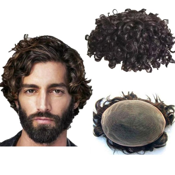 10mm Curly Swiss lace toupee for men implant patch Afro