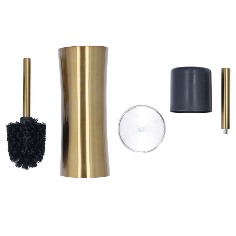 Toilet Brush Set Stainless Steel Gloden Space Saving Soft Durable