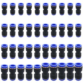 Pneumatic Push Fit Connector, Dujelixa Plastic Diameter Push Fit Pipe Coupler Push Fit Pipe (40 Pack: 4/6/8/10/12mm Combination) Pipe Fittings