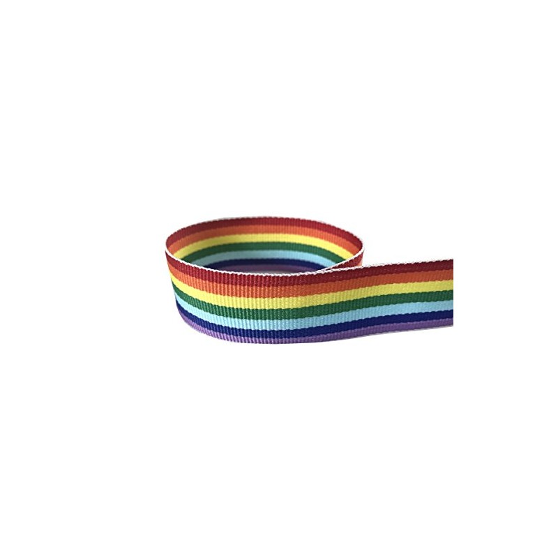 (1cm -25 Yard, Rainbow) - QIANF 1cm Rainbow Striped Grosgrain