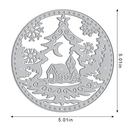 Christmas Ball Snowflake Metal Cutting Dies, Round Christmas Tree House Star Background Dies Cut Cuts for Card Making Templates Embossing Mould DIY Stencils Scrapbooking Craft Album Paper Card Decor