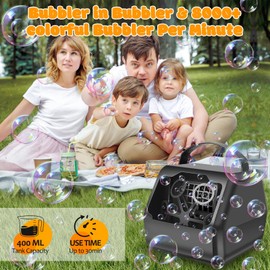 Yabtf Seifenblasenmaschine, Automatischer Blasenmacher 8000+ /Min, Bubble Machine mit 1800mA akku, Blasenmaschine Elektrisches Blasenspielzeug für Kinder Hochzeit Geburtstag Festival Party, Schwarz