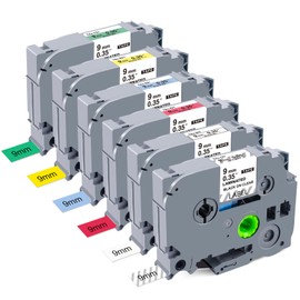 Compatible with Brother P-Touch Tapes 9 mm x 8 m TZe-221 TZe-121 TZe-421 TZe-521 TZe-621 TZe-721 TZe P Touch Label Tape for Brother Label Maker Ptouch PH-H105 H110R D400 P700