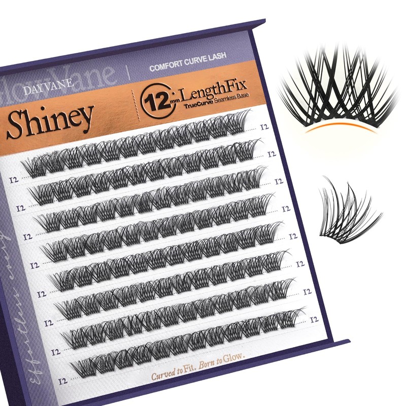 GlowVane TrueCurve 12mm D Curl Lash Clusters(Shiney)