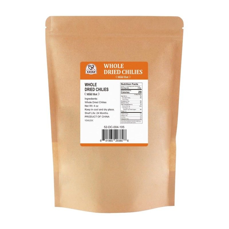 52USA Dried Chilli Peppers, Whole Dried Chilies 4 Oz, Mild